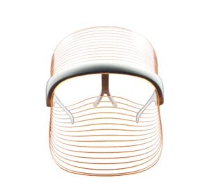 LED light therapy face mask illuminated with amber light
